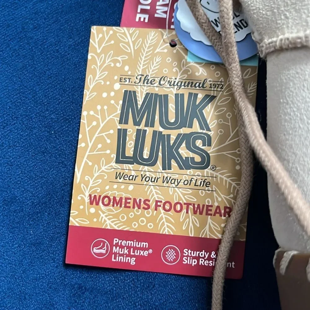 MUK LUKS Flexi Albany Women’s Sand/Beige Snow Boots Lace Back New 6